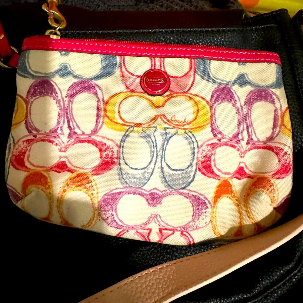 Coach Purse with change pouch bright beautiful material